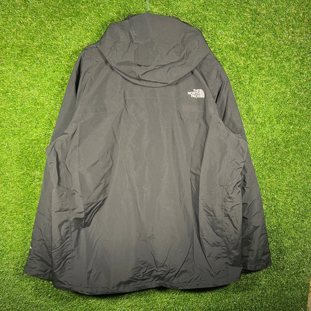 The North Face Mens Black Hooded Rain Jacket XXL Windbreaker Fleece Lined 4809